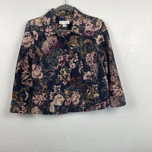Christopher & Banks Women's Floral Corduroy 5 Button Jacket - Size PS